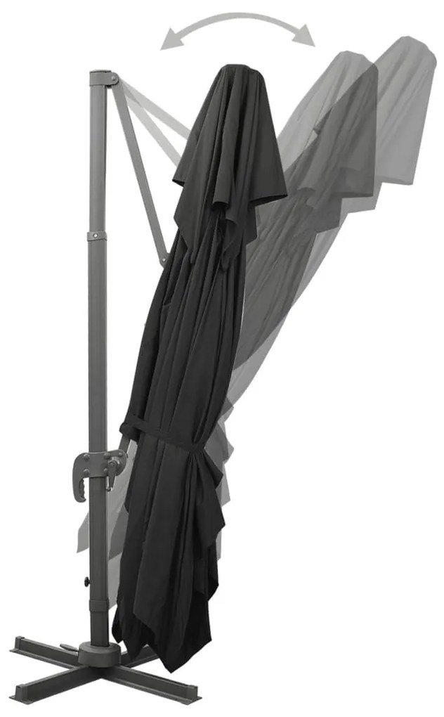 fekete konzolos kerti napernyő dupla tetejjel 400 x 300 cm