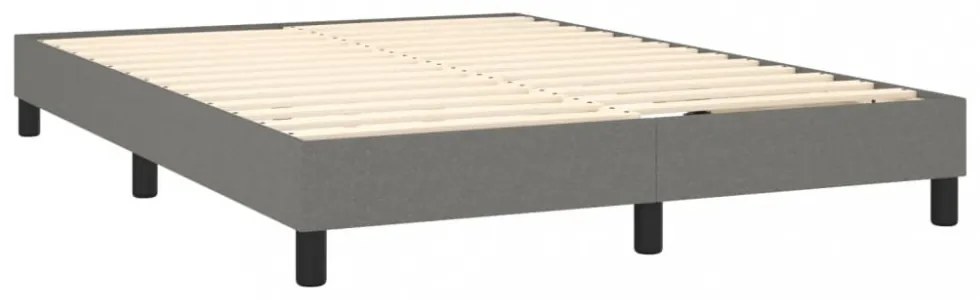 sötétszürke szövet rugós és LED-es ágy matraccal 140x200 cm