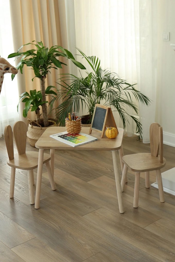 Gyerekasztal székekkel Bunny Two Chair Set - Brown