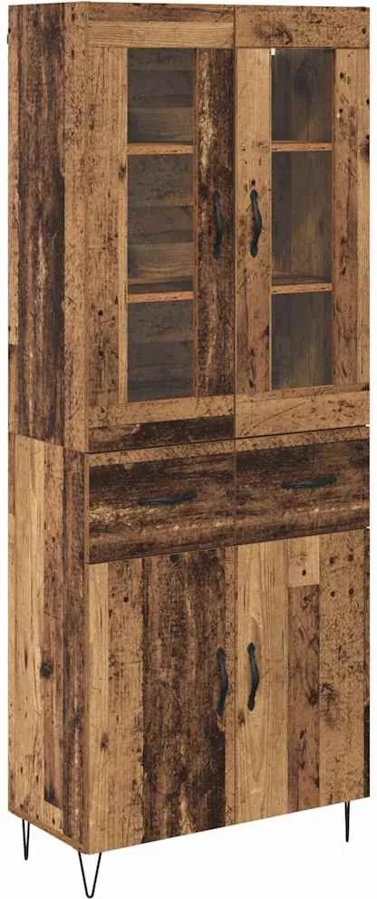 vidaXL Magasfiú fiókkal Öreg fa 69,5 x 34 x 90 cm Faanyag