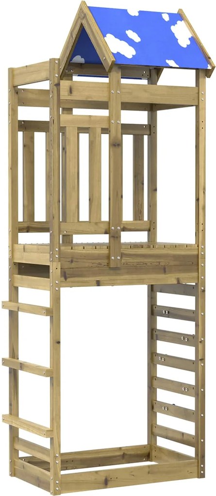 vidaXL Játék Torny Barna 85 x 52,5 x 239 cm Szilárd Impregnált Fa