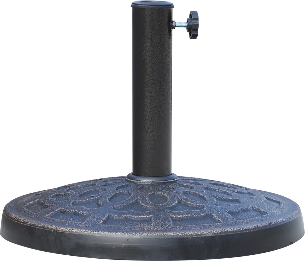 Outsunny Kerti Napernyő Talp 12 kg Súlyú Kerek Műanyag Parasol Állvány 38mm/48mm Oszlopokhoz Teraszra Kültéri Patio Ø44x34 cm Bronz | Aosom