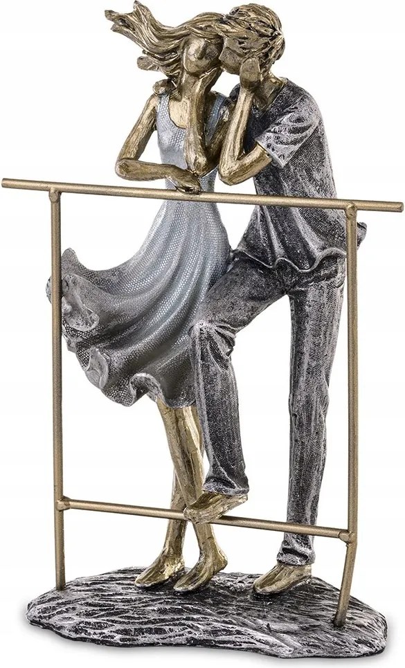 Szerelmes Pár Figura 25cm Szürke Arany Kettesben