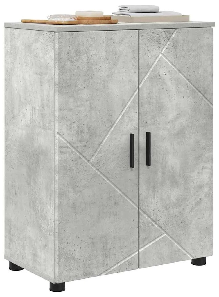 Fürdőszoba Székény ajtóval Beton szürke 60 x 35 x 80 cm Faanyag