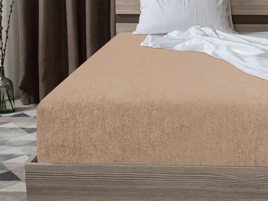 Frottír EXCLUSIVE világosbarna lepedő 180x200 cm Grammsúly (rost sűrűség): Lux (190 g/m2)