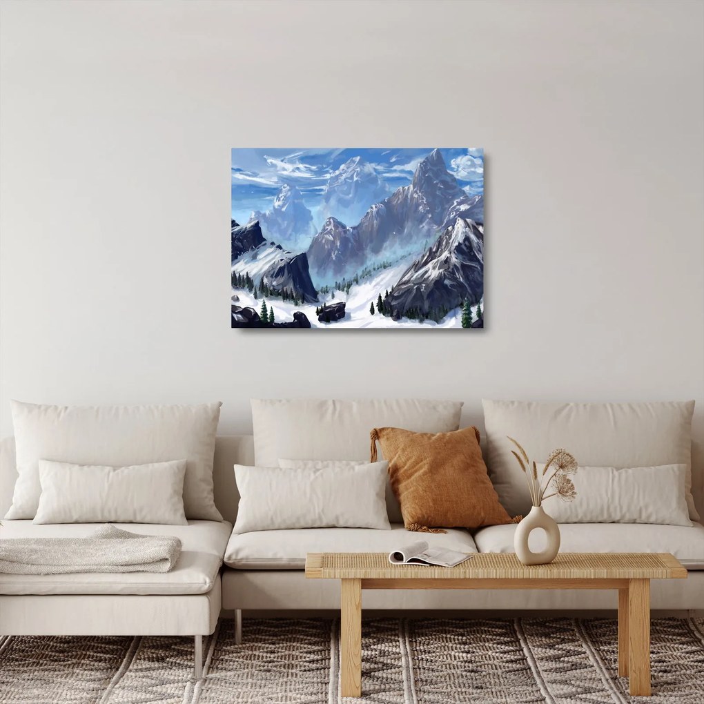 Kép - Festett hegyek (üvegen) (70x50 cm)