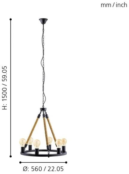 Eglo 49694 - Csillár láncon FINDLAY 6xE27/60W