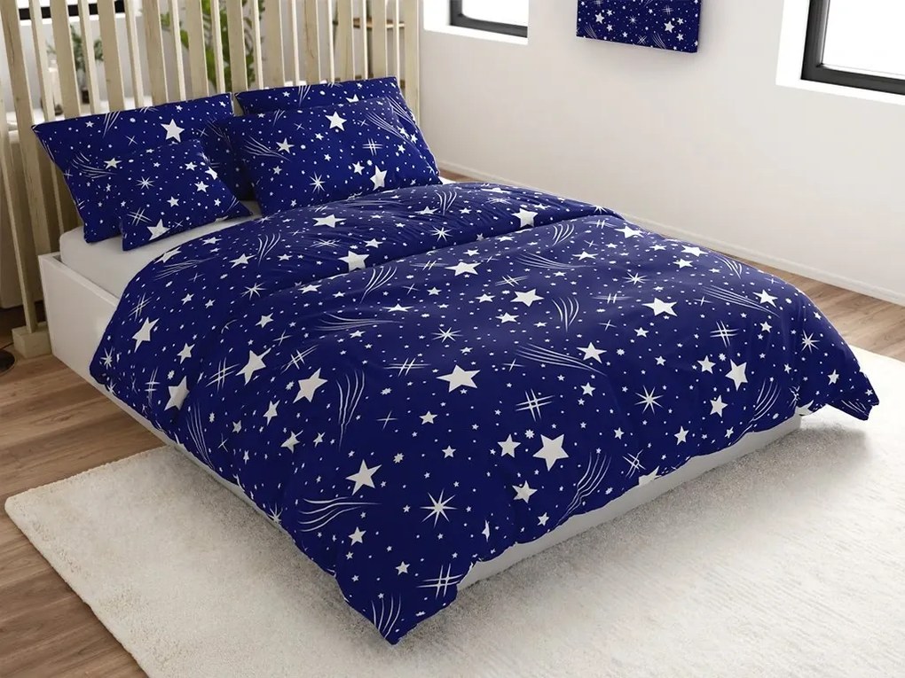 Krepp ágynemű NIGHT SKY POLY kék Ágyneműhuzat mérete: 70 x 90 cm | 140 x 220 cm