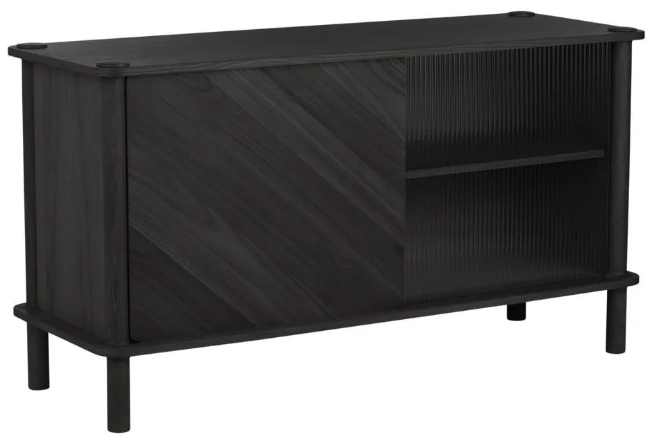 Fekete tölgyfa tálalószekrény tolóajtóval 135x73,5x48 cm Italic – UMAGE