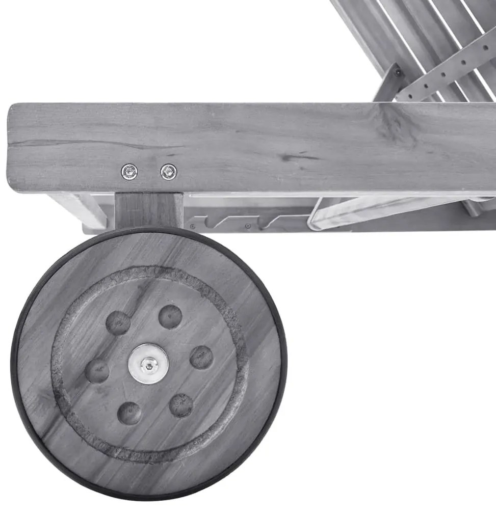 Szürke tömör akácfa kerti napozóágy párnával