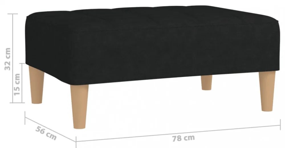 fekete szövet lábzsámoly 78 x 56 x 32 cm