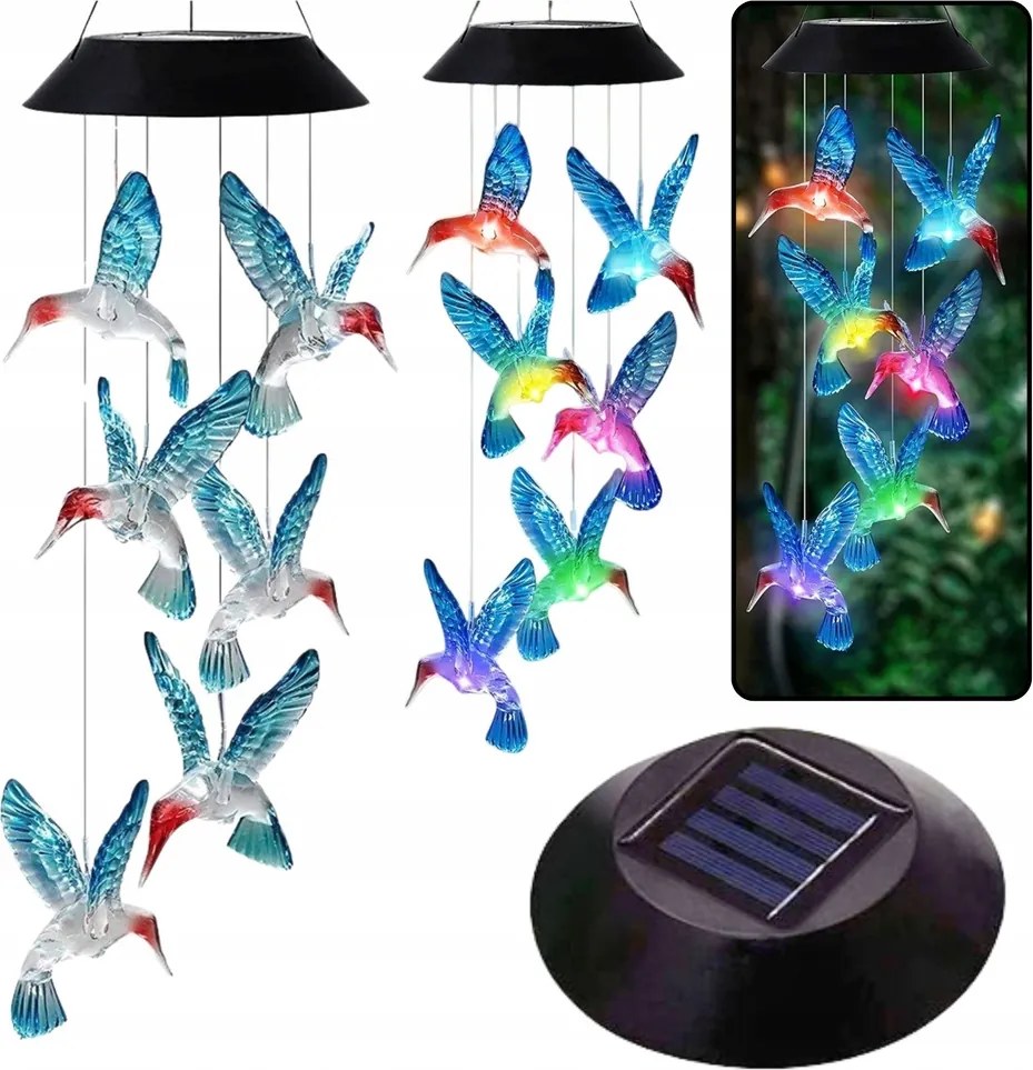 Napelemes Kerti Lámpa Kolibri Led Csengő 70 cm Dekoráció Erkély Terasz