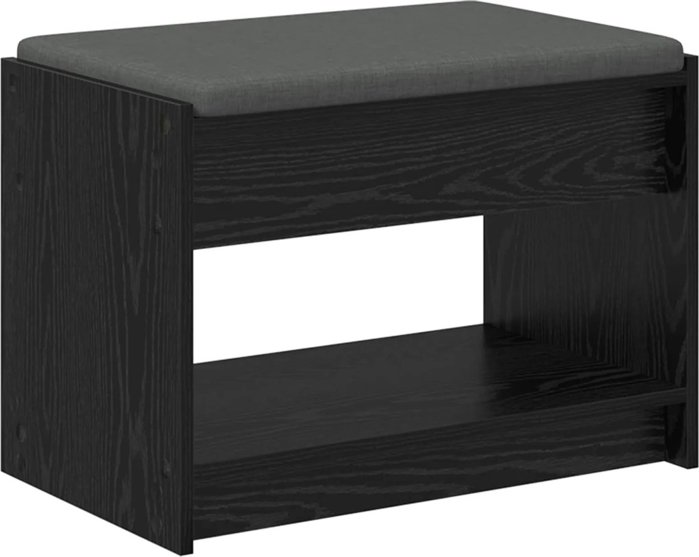 vidaXL Előtér pad Fekete Tölgy 63 x 38 x 45 cm Műanyag Fa és Szövet
