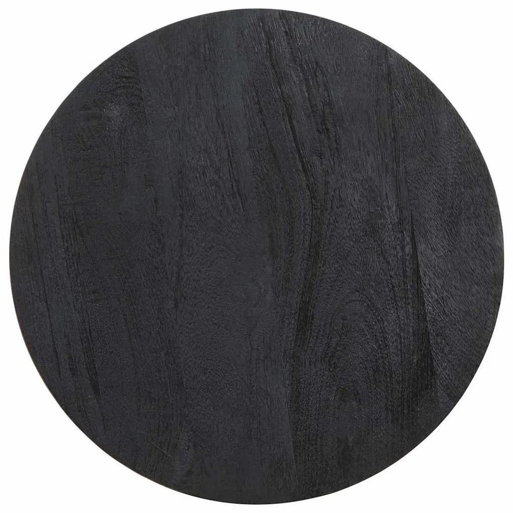 Oldalasztal fekete Ø40x40 cm tömör fa mango