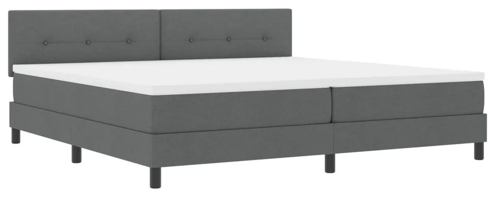 Box Spring Ágy Matraccal Sötétszürke 200x200 cm Textil