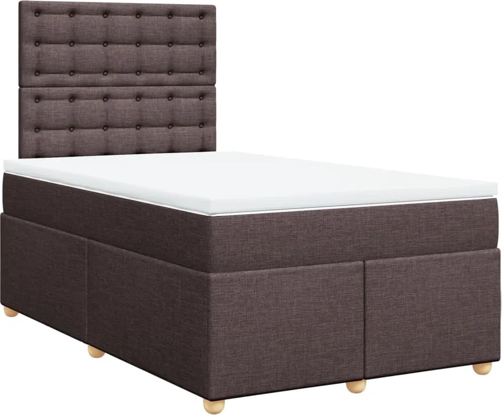vidaXL sötétbarna szövet rugós ágy matraccal 120 x 200 cm