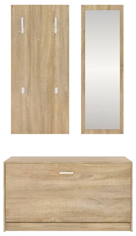 3 az 1-ben cipősszekrény szett sonoma tölgyfa mintával