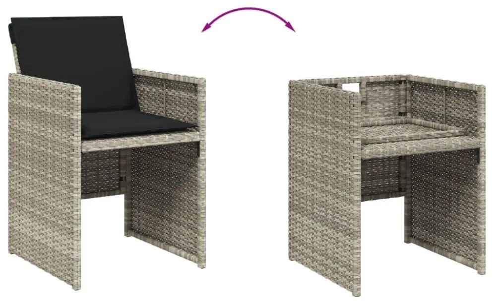 4 db világosszürke polyrattan kerti szék párnával