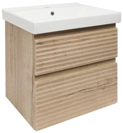 Naturel Savona Fürdőszobaszekrény mosdóval, 2 fiókos 58x53x44,8 cm matt Halifax tölgy SAVONA260DHU1