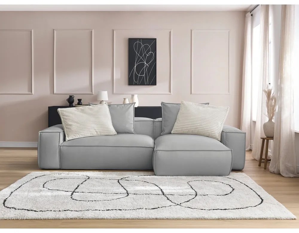 Világosszürke bőrutánzat sarokkanapé (variálható) Boheme – Bobochic Paris