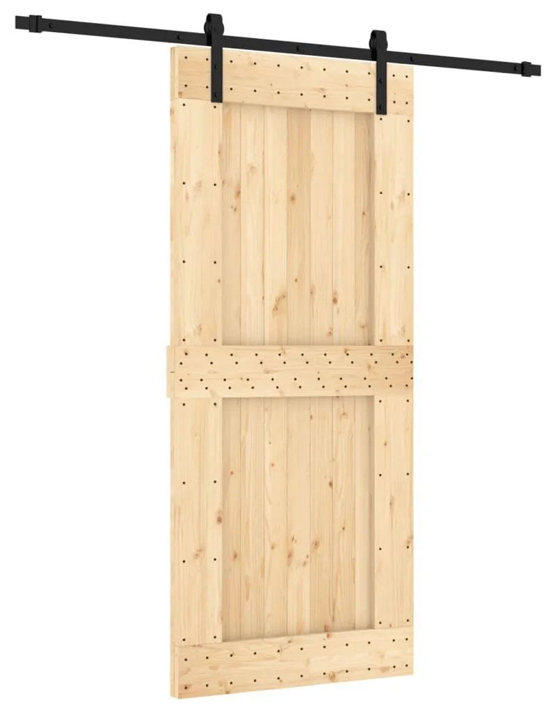 tömör fenyőfa tolóajtó fémszerelékszettel 90 x 210 cm