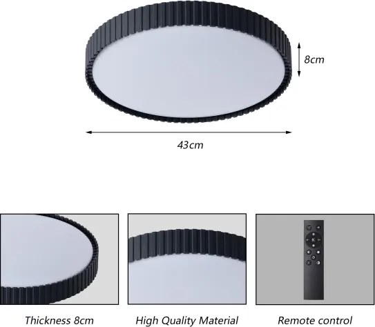 Brilagi - LED dimmelhető mennyezeti lámpa ORINO LED/54W/230V 3000-6000K fekete átm. 43 cm + távirányító
