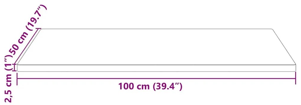 tömör fenyőfa téglalap alakú asztallap 100 x 50 x 2,5 cm