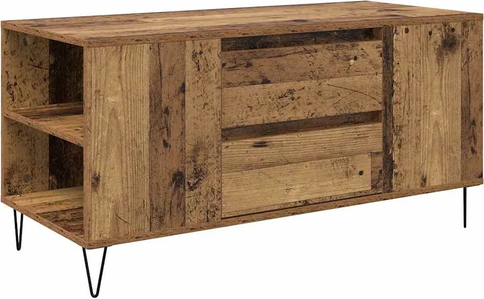 vidaXL Dohányzóasztal fiókkal Öreg fa 102 x 44,5 x 50 cm Faanyag