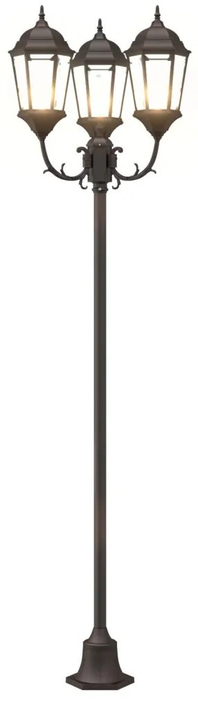 Kerti Lámpaoszlop 3-Lámpás E27 Bronz 220 cm Alumínium