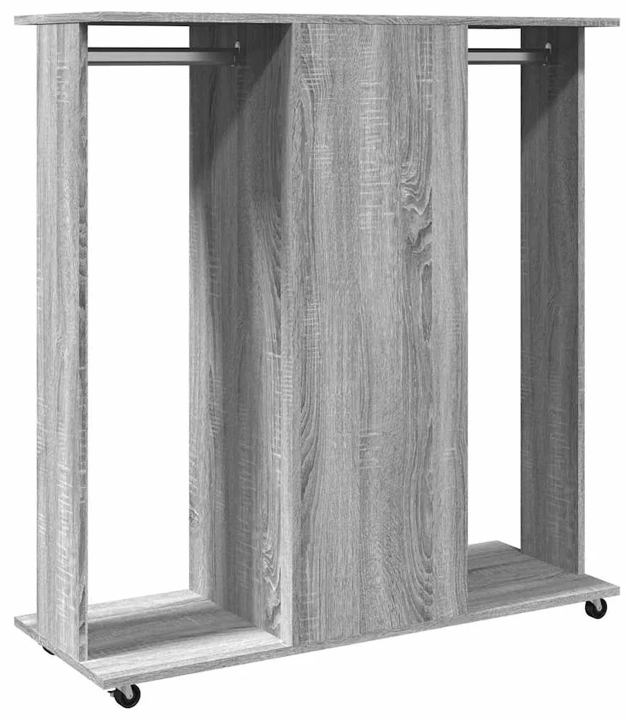 szürke sonoma szerelt fa ruhásszekrény kerékkel 102x38x110 cm