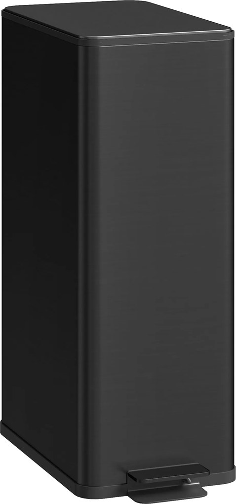 HOMCOM 20 L (kb. 5,3 US gal) lábas szemetes halk záródású fedéllel és lábpedállal, kivehető belső vödörrel — rozsdamentes acél, fekete, 21,5 x 37,2 x