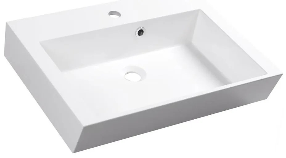 Sapho - ORINOKO 60x45 cm ráültethető mosdó, márvány/fehér