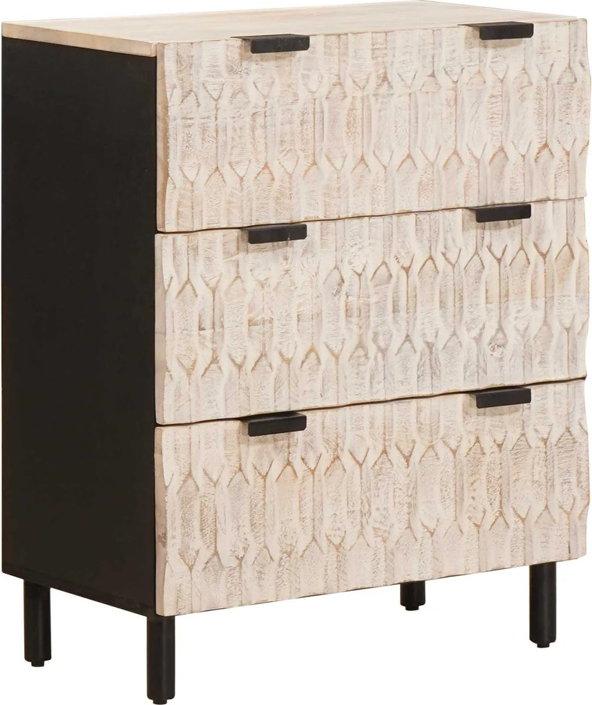 vidaXL Széf Fehér mosott felület 60 x 33 x 75 cm Tömör Mangófát