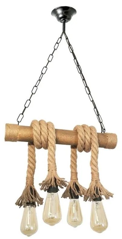 Brilagi - Csillár láncon KOS 4xE27/60W/230V bükkfa