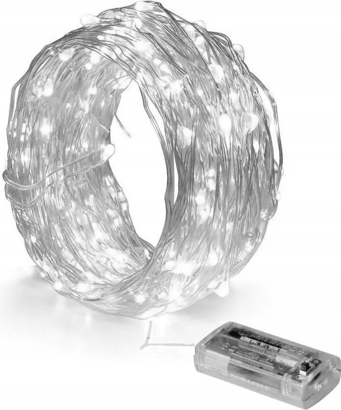 Karácsonyfa Fényfüzér Led 100 Fehér Elemes Cold