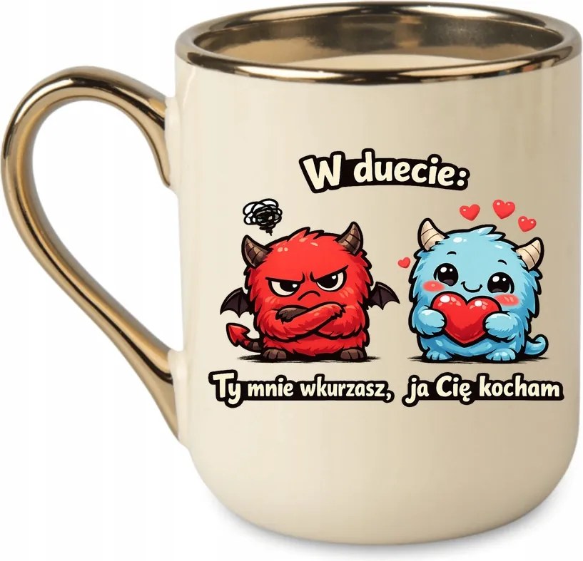 Bögre Duett: Te idegesítesz, én szeretlek Valentin nap 330 Krémszínű