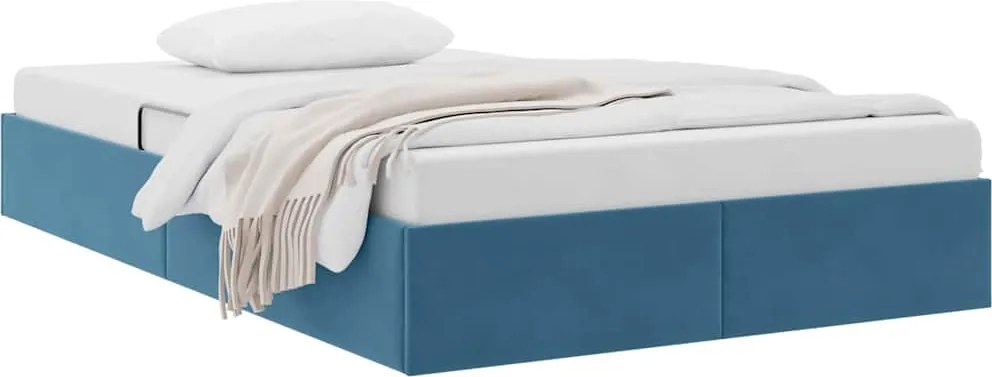 vidaXL Tárolós Ágy fejtámlával Sötét kék 120 x 200 cm Bársony