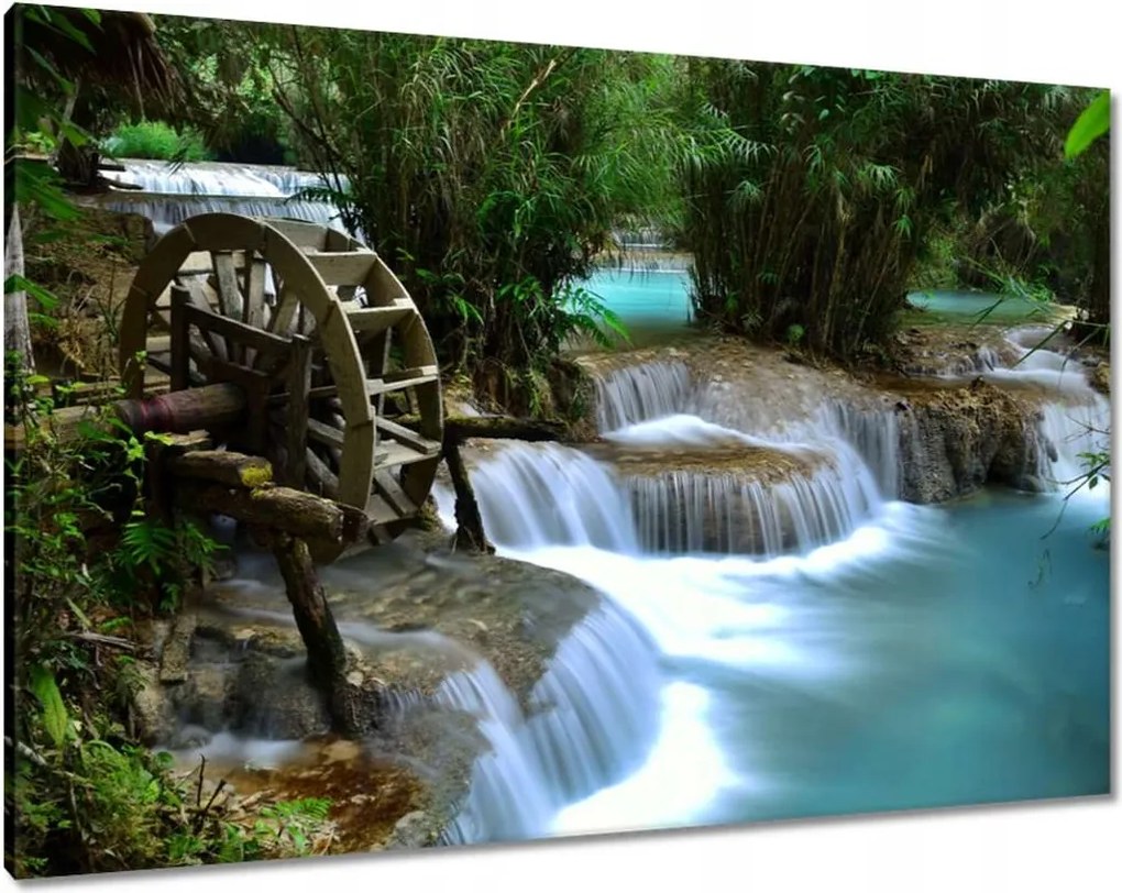 Vászonkép 100x70 Fából készült malom a folyón