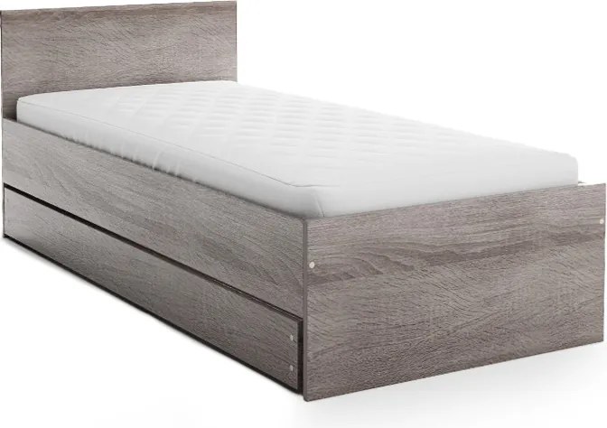 Ágy ELISA 90 x 200 cm, szarvasgomba tölgy Ágyrács: Lamellás ágyrács, Matrac: Coco Maxi 20 cm matrac
