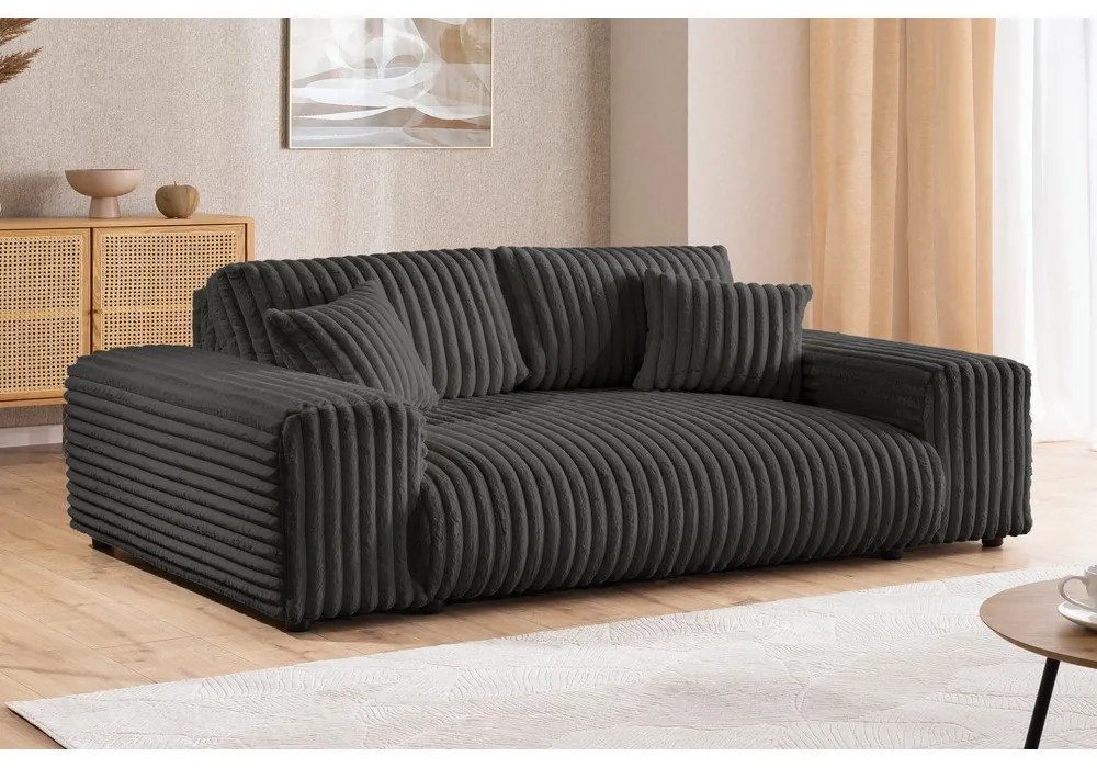 Sötétszürke kordbársony kanapé 213 cm Justin – Ropez