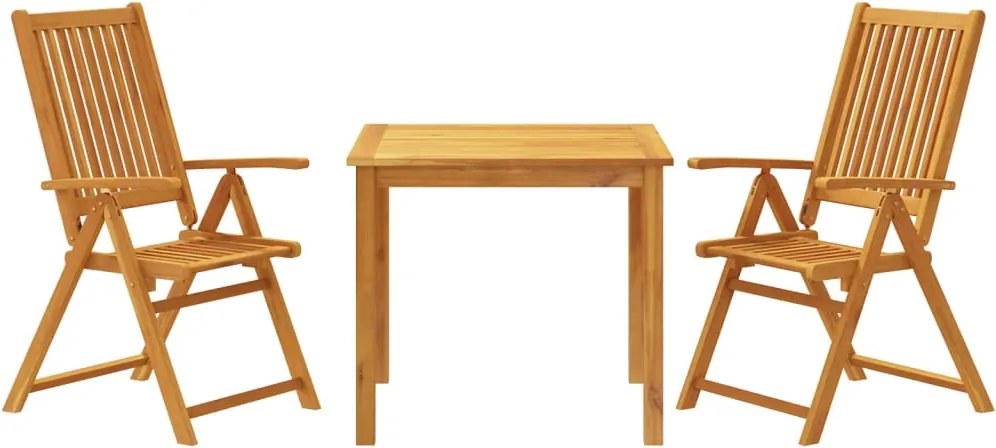 vidaXL 3 részes tömör akácfa kerti étkezőgarnitúra 85x85x74 cm