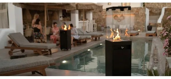 Planika Faro GAS - Kültéri gáz kandalló 142x36 cm 8kW fekete + védőborítás