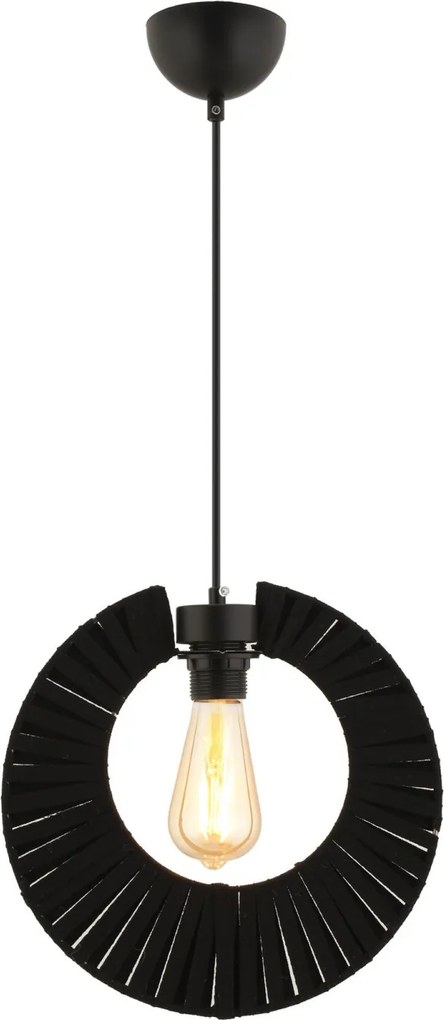 Kruh fém függőlámpa, fekete, 30 cm