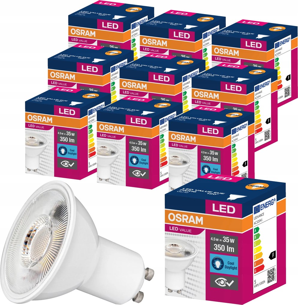 10x Led izzó GU10 4,5W 35W 350lm 6500K Osram