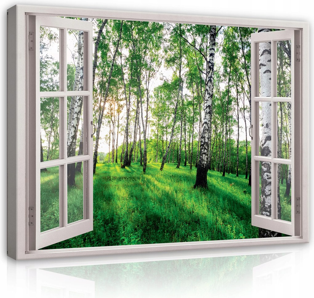 Vászonkép Kilátás Az Ablakból 3D Erdő Természet A Nappali Hálószobájába 100x70