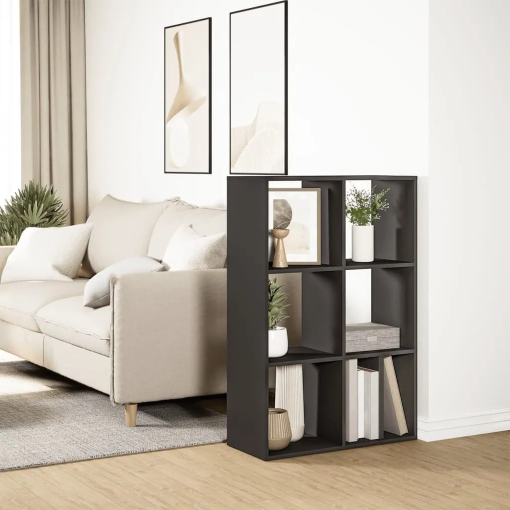 fekete szerelt fa térelválasztó könyvespolc 69,5x29x103,5 cm