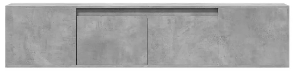 betonszürke fali TV-szekrény LED-del 180 x 31 x 39,5 cm