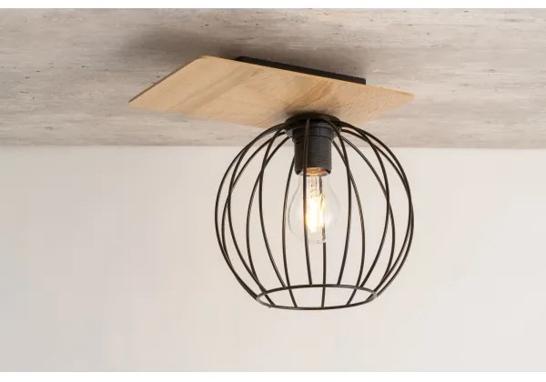 Csillár CYBER 1xE27/60W/230V fa/fekete