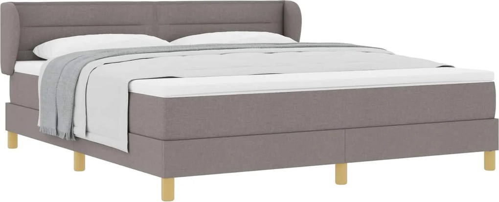 vidaXL Boxrugós ágy matracmal fejtámlával Tópszínű 180 x 200 cm szövet