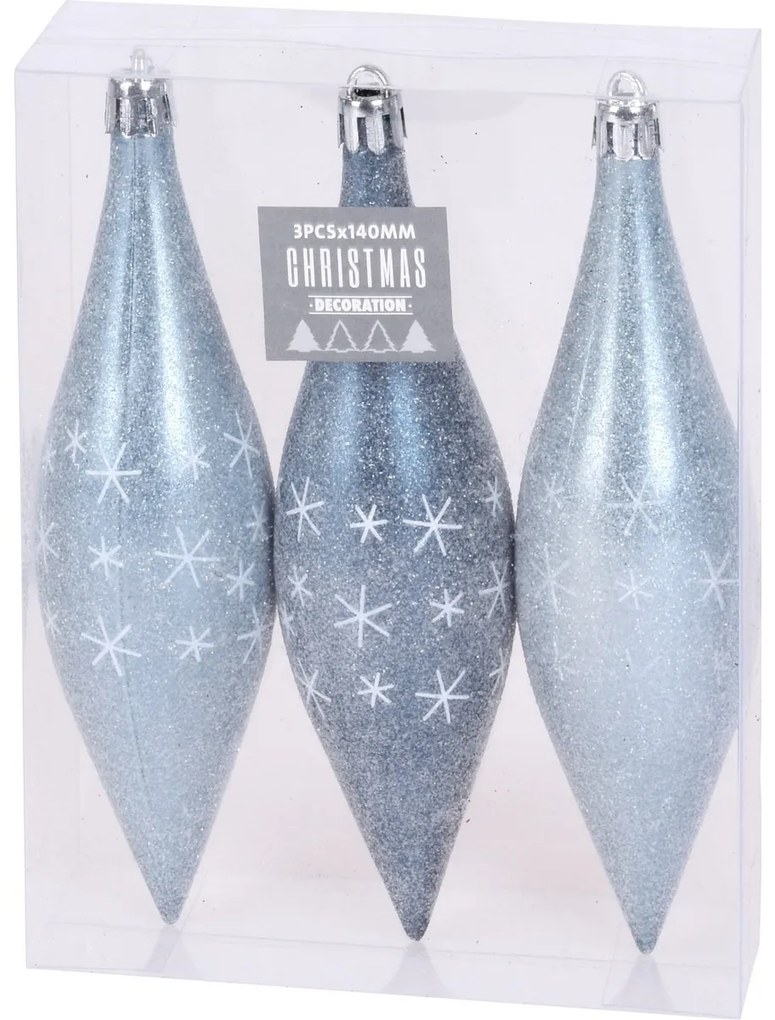 Koopman Karácsonyfadísz készlet Pachino kék, 3 db, 14 cm